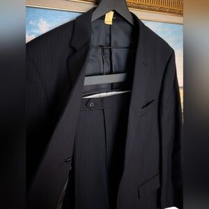 Joseph & Feiss Navy Jacquard Stripe Suit 42L/36W